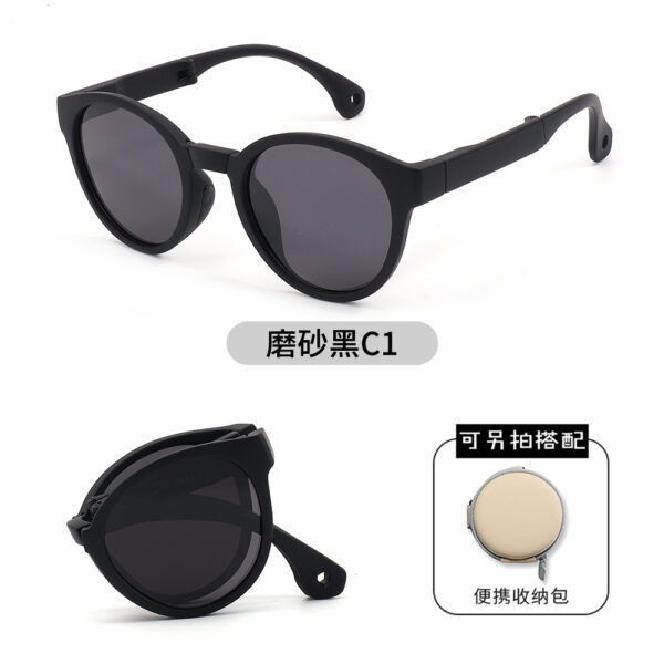 Wholesale New Trending Foldable Colorful Round TR Frame Girl Kids Sun Glasses Portable Uv400 Fashion Boy Children Sunglasses - Image 2