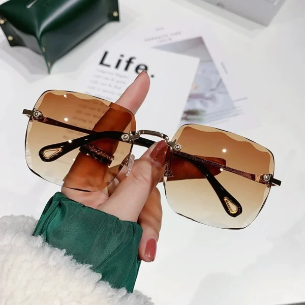 New Designer Rimless Shades Ladies High Quality Brands Women Sun Glasses Wholesale Fashion Metal Sunglasses Lunettes De Soleil - Image 6