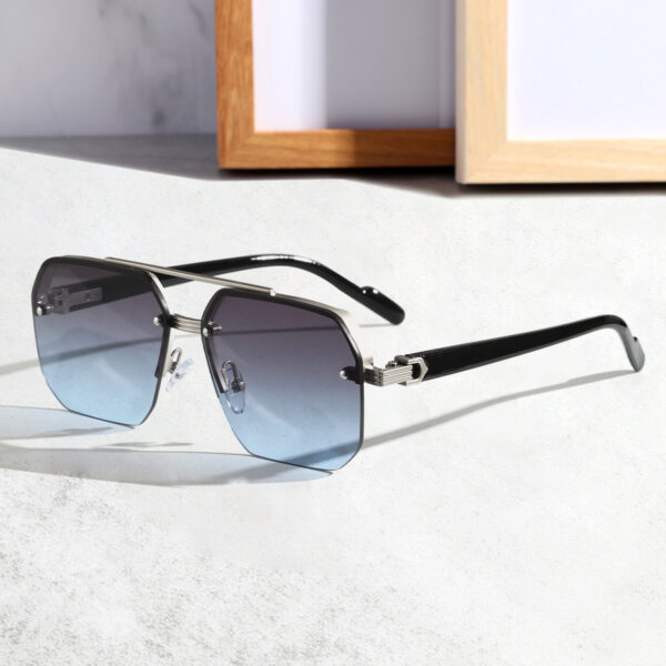Wholesale Custom Designer Luxury Shades with High Quality Men Sun Glasses Unisex New Trendy Women Square Frame Metal Sunglasses - Image 3
