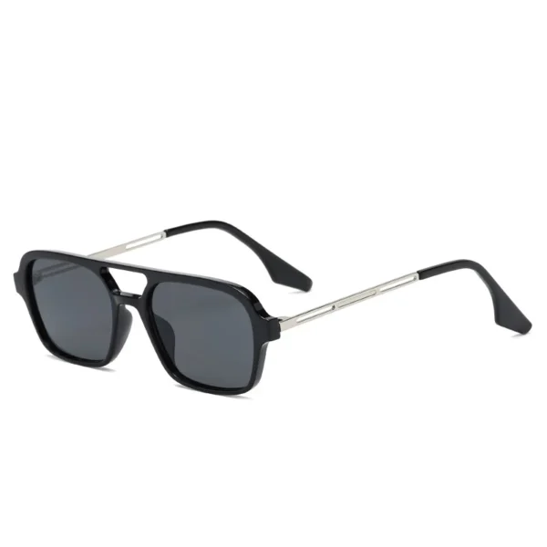 New Trending Double Bridge Pilot Style Unisex Mens Square Sunglasses - Image 2