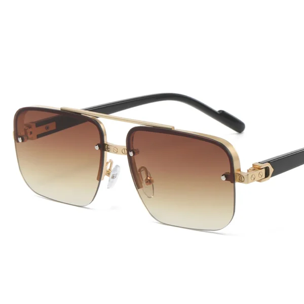 2024 New Arrivals Fashion Rectangle Metal Rimless Sun Glasses Custom Logo Square Sunglasses Men - Image 6