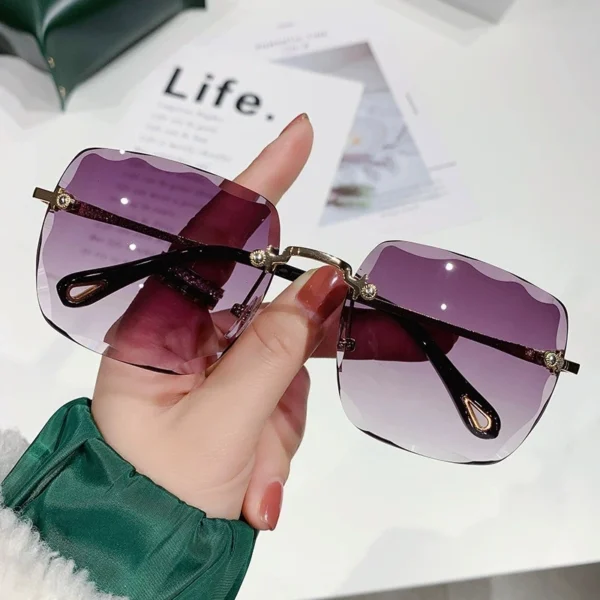 New Designer Rimless Shades Ladies High Quality Brands Women Sun Glasses Wholesale Fashion Metal Sunglasses Lunettes De Soleil - Image 4