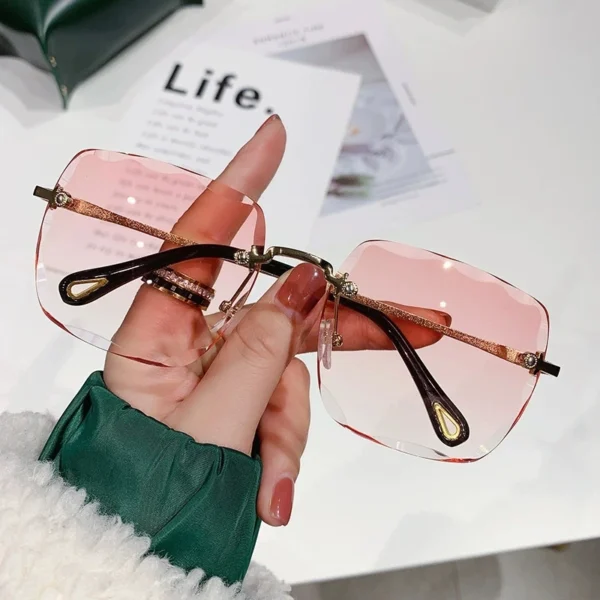 New Designer Rimless Shades Ladies High Quality Brands Women Sun Glasses Wholesale Fashion Metal Sunglasses Lunettes De Soleil - Image 5