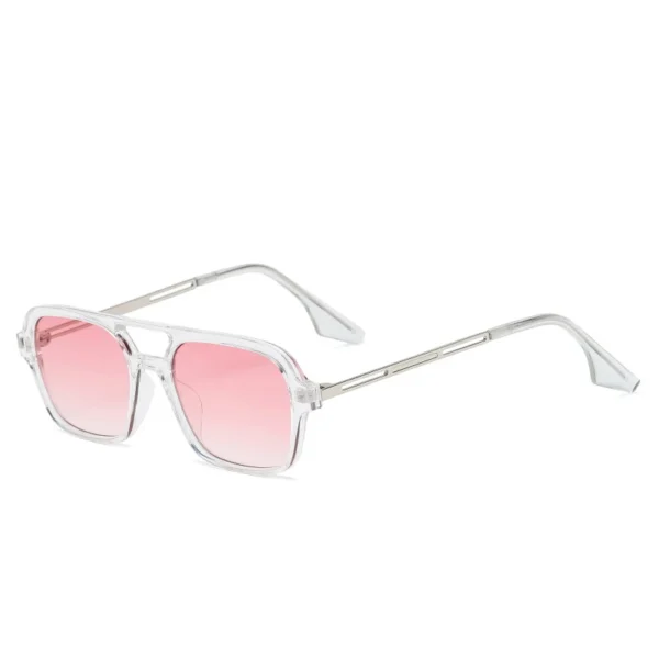 New Trending Double Bridge Pilot Style Unisex Mens Square Sunglasses - Image 4