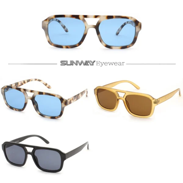 Hot Selling Square Frame Sun Glasses UV400 Double Bridge Sunglasses for Women Men Wholesale Custom Logo Fashion Trendy Shades - Image 2