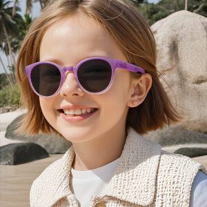 Wholesale New Trending Foldable Colorful Round TR Frame Girl Kids Sun Glasses Portable Uv400 Fashion Boy Children Sunglasses
