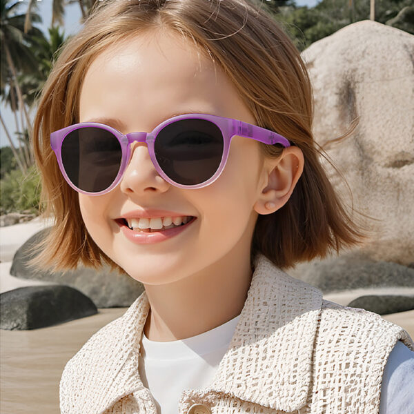 Wholesale New Trending Foldable Colorful Round TR Frame Girl Kids Sun Glasses Portable Uv400 Fashion Boy Children Sunglasses