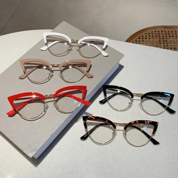 Vintage Glasses Frames New Fashion Semi-metal Rims Ladies Glasses Fashion Brand Design Anti-blue Light Glasses Frames - Image 6