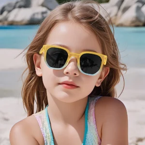 2025 Trending Portable Colorful Boys Girls Flexible Light Square TR90 Frame Children Polarized Foldable Sunglasses for Kids