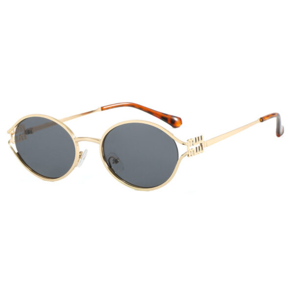 Hot Selling Classic UV400 Sun Glasses Luxury Ladies Shades Fashion Designer Oval Gold Small Metal Frame Sunglasses for Women - Image 3