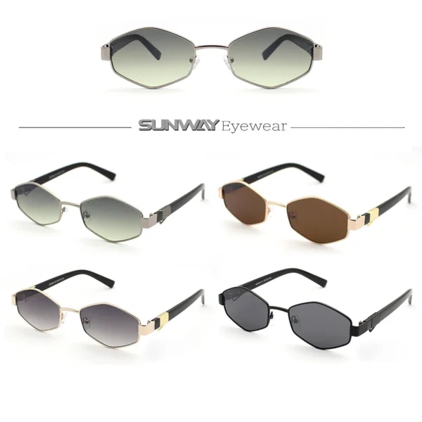 2025 Luxury Golden Small Frame Hexagonal Polygonal Sunglasses Fashion Women Men Metal Hip Pop Punk Sun Glasses Shades - Image 2