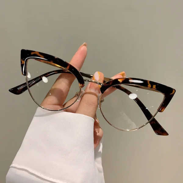 Vintage Glasses Frames New Fashion Semi-metal Rims Ladies Glasses Fashion Brand Design Anti-blue Light Glasses Frames - Image 3