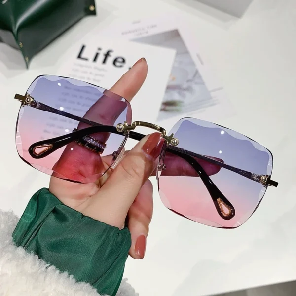 New Designer Rimless Shades Ladies High Quality Brands Women Sun Glasses Wholesale Fashion Metal Sunglasses Lunettes De Soleil - Image 3