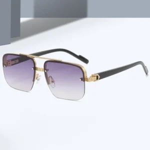 2024 New Arrivals Fashion Rectangle Metal Rimless Sun Glasses Custom Logo Square Sunglasses Men