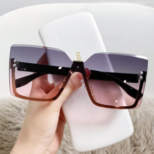 New Fashion Half Rim Women's Sun Glasses for Ladies 2025 Trending UV400 Luxury Designer Oversized Square Women Sunglasses