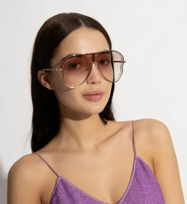 New Personality Sun Glasses Pop Metal Wholesale Custom Logo Brand Designer Sunglasses for Ladies - Image 4