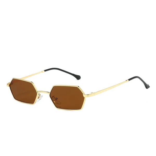 Classic Luxury Metal Custom Logo Sun Glasses Men Women Vintage Small Frame Rectangle Sunglasses - Image 4