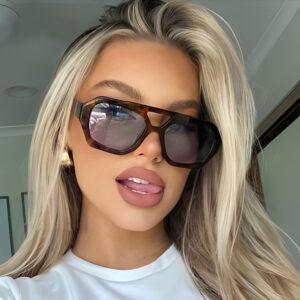 Sunway Eyewear Retro Double Bridge Sun Glasses Custom Logo Trendy Women Vintage Square Sunglasses