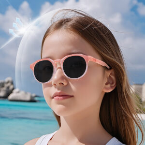 2025 New Arrival Design Flexible Kids Sun Glasses Uv400 Colorful Gradient Round TR Frame Children Sunglasses with High Quality