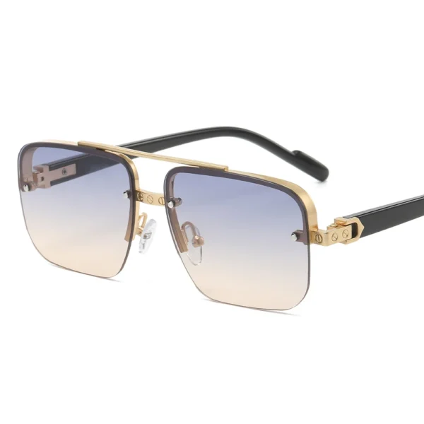 2024 New Arrivals Fashion Rectangle Metal Rimless Sun Glasses Custom Logo Square Sunglasses Men - Image 3
