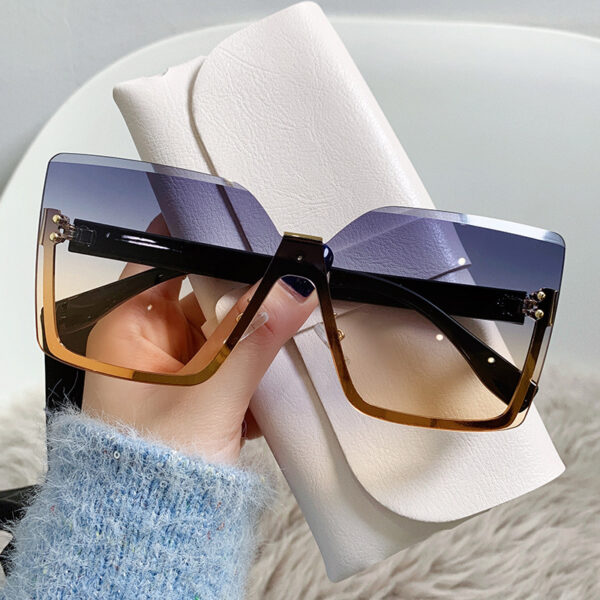 New Fashion Half Rim Women's Sun Glasses for Ladies 2025 Trending UV400 Luxury Designer Oversized Square Women Sunglasses - Image 6