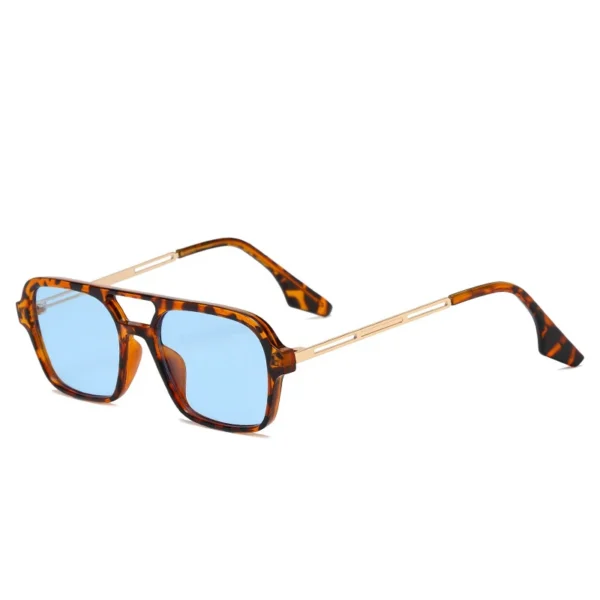 New Trending Double Bridge Pilot Style Unisex Mens Square Sunglasses - Image 3