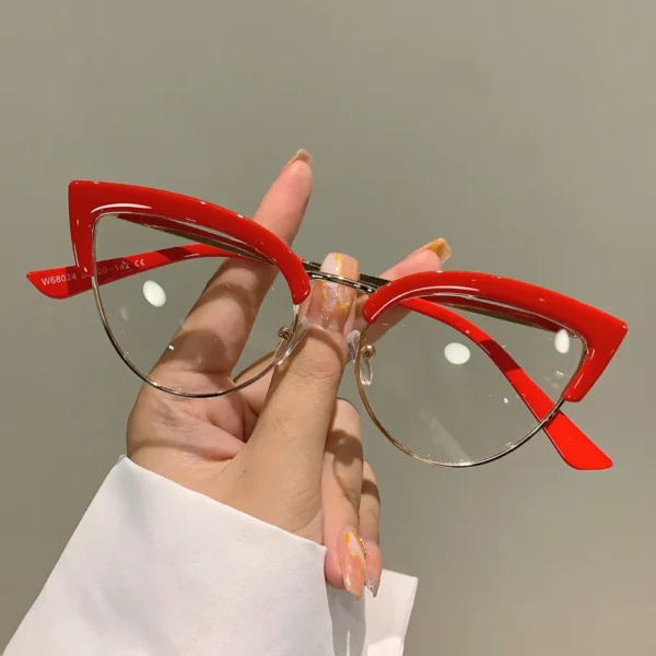 Vintage Glasses Frames New Fashion Semi-metal Rims Ladies Glasses Fashion Brand Design Anti-blue Light Glasses Frames - Image 4