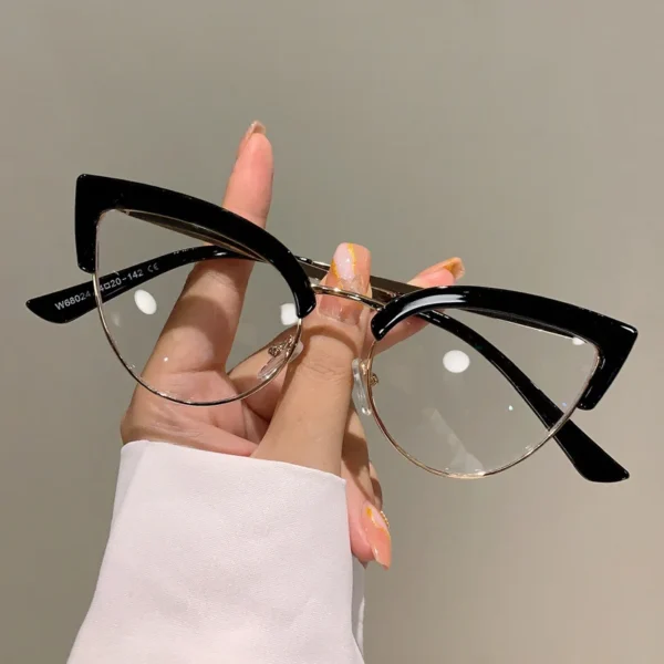 Vintage Glasses Frames New Fashion Semi-metal Rims Ladies Glasses Fashion Brand Design Anti-blue Light Glasses Frames - Image 2