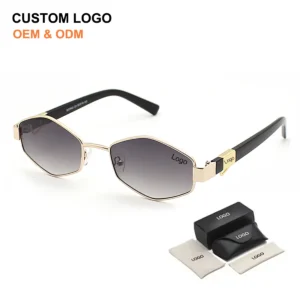 2025 Luxury Golden Small Frame Hexagonal Polygonal Sunglasses Fashion Women Men Metal Hip Pop Punk Sun Glasses Shades