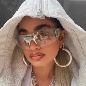 Sunway Eyewear Luxury Oversized Rimless Fashionable Punk Sun Glasses for Ladies Y2K One Piece Lens Sunglasses Women