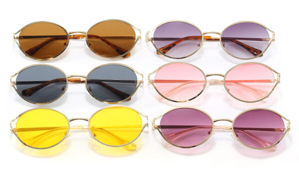 Hot Selling Classic UV400 Sun Glasses Luxury Ladies Shades Fashion Designer Oval Gold Small Metal Frame Sunglasses for Women - Image 5