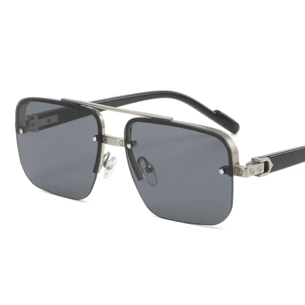 2024 New Arrivals Fashion Rectangle Metal Rimless Sun Glasses Custom Logo Square Sunglasses Men - Image 4