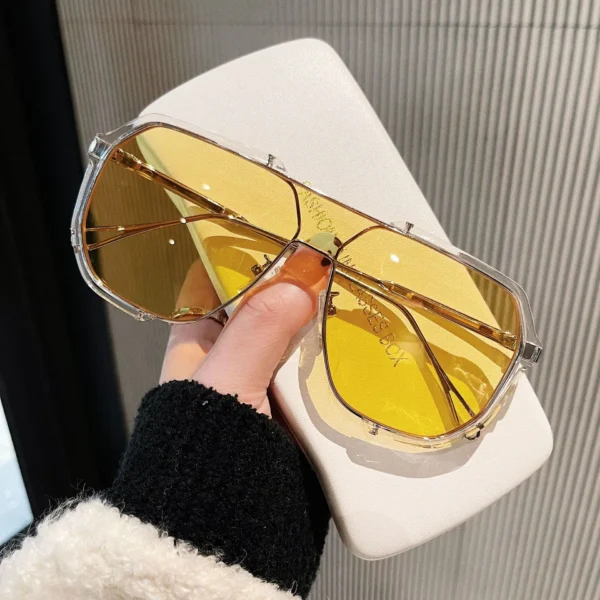 New Fashion Women Shades Personality Large Square Frame Oversized Designer Lunette De Soleil Sunglasses Men - Image 4
