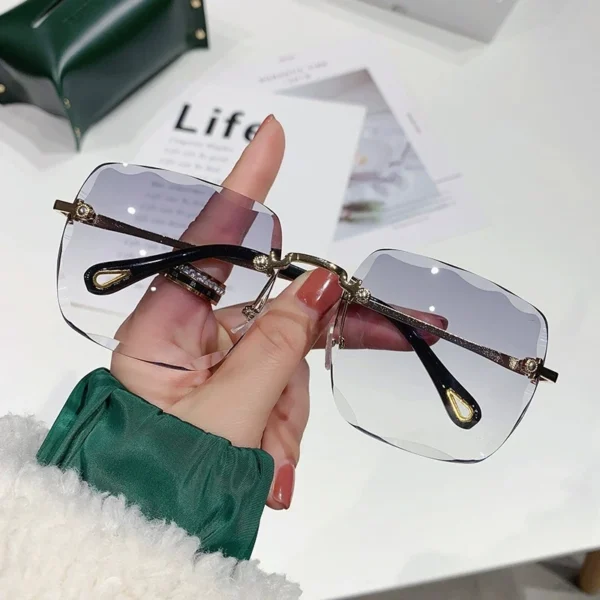 New Designer Rimless Shades Ladies High Quality Brands Women Sun Glasses Wholesale Fashion Metal Sunglasses Lunettes De Soleil - Image 2