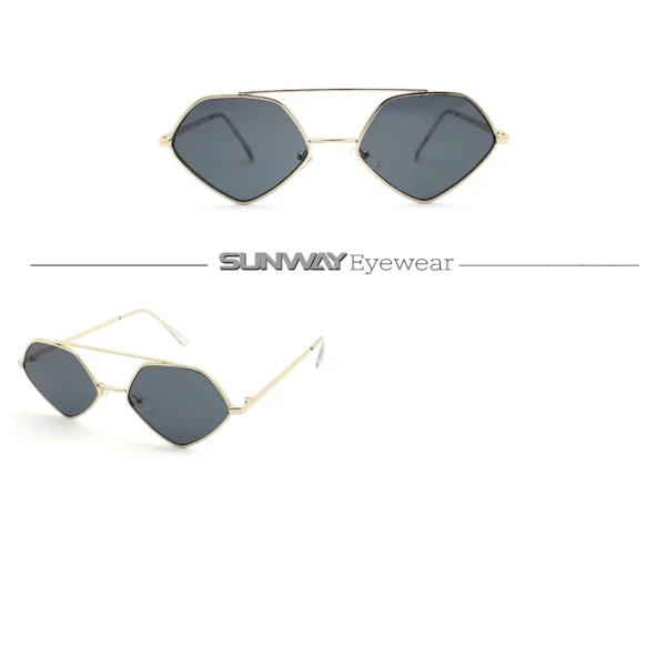 Fashion Designer Double Beam Pentagon Frame Metal Sunglasses Women Men Custom Logo Shades Unisex Sun Glasses Manufacturing - Image 2