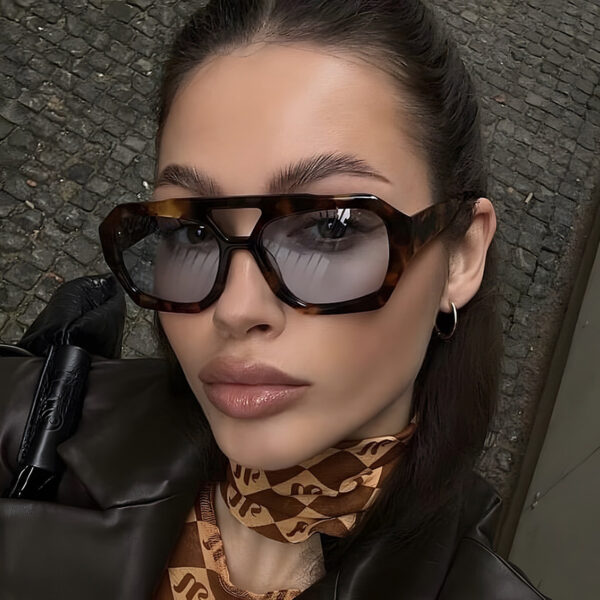 Sunway Eyewear Retro Double Bridge Sun Glasses Custom Logo Trendy Women Vintage Square Sunglasses - Image 2