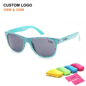 New Design Printed Square Frame Custom Logo Children Sun Glasses Polarized UV400 Protection Kids Sunglasses for Boys Girls