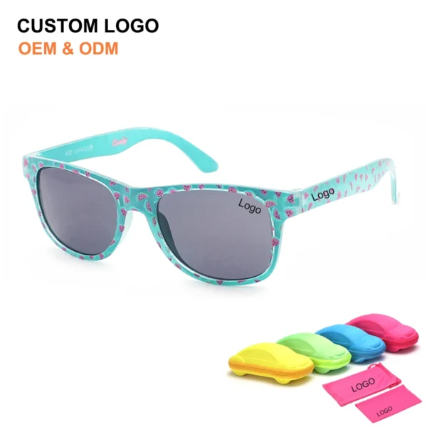 New Design Printed Square Frame Custom Logo Children Sun Glasses Polarized UV400 Protection Kids Sunglasses for Boys Girls