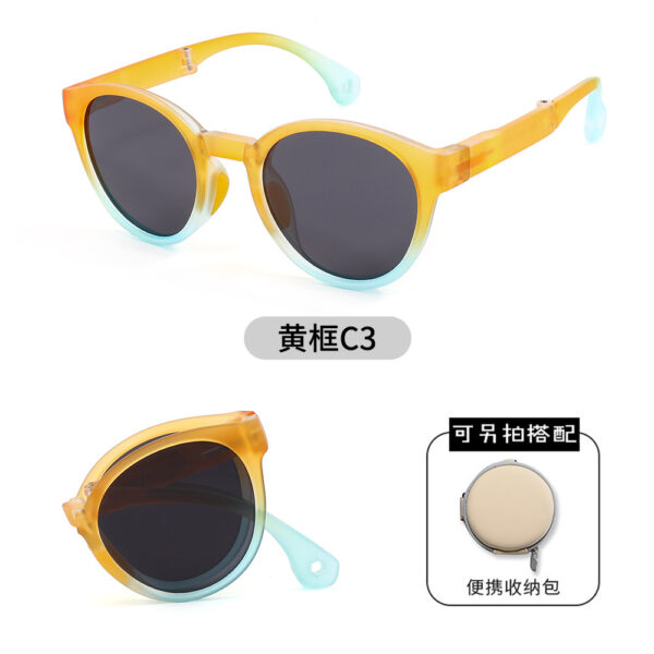 Wholesale New Trending Foldable Colorful Round TR Frame Girl Kids Sun Glasses Portable Uv400 Fashion Boy Children Sunglasses - Image 3