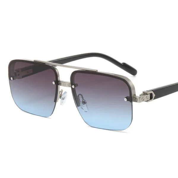 2024 New Arrivals Fashion Rectangle Metal Rimless Sun Glasses Custom Logo Square Sunglasses Men - Image 2