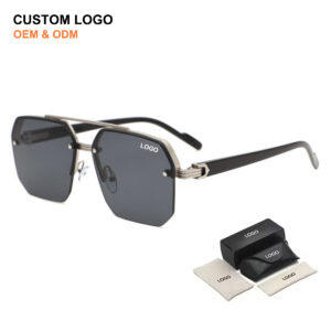 Wholesale Custom Designer Luxury Shades with High Quality Men Sun Glasses Unisex New Trendy Women Square Frame Metal Sunglasses