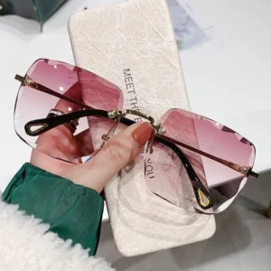 New Designer Rimless Shades Ladies High Quality Brands Women Sun Glasses Wholesale Fashion Metal Sunglasses Lunettes De Soleil
