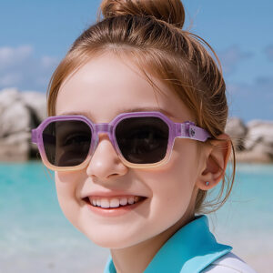 New Fashion Design Gradient Colorful Square TR Frame Kids Sun Glasses Outdoor UV protection Children Sunglasses for Girl and Boy
