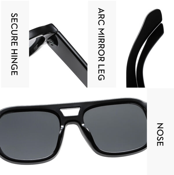 New Trendy Double-Beam Men Women Sun Glasses Custom Logo Wide-Brim Hip-Hop Punk Personality Unisex Fashion Sunglasses - Image 6