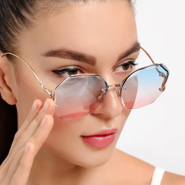 Luxury Fashion Women Sunglasses UV400 New Trendy Designer Gradient Square Metal Rimless Sun Glasses Ladies Lunettes De Soleil - Image 3