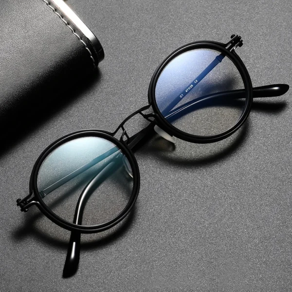 New Fashion Stylish Metal Frame Black Round Eyeglass Optical Glasses Frames Blue Light Blocking Glasses for Men - Image 2