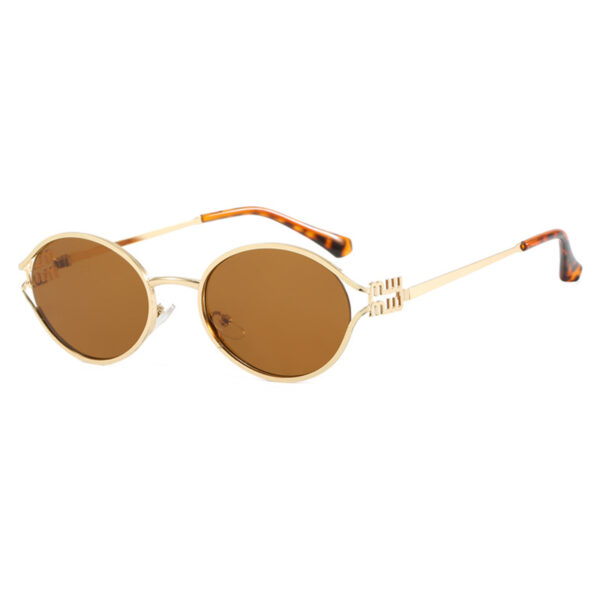 Hot Selling Classic UV400 Sun Glasses Luxury Ladies Shades Fashion Designer Oval Gold Small Metal Frame Sunglasses for Women - Image 4