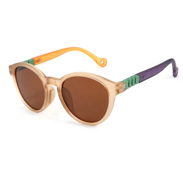 2025 Wholesale Children's Fashion Round Frame Shades Collision Color Splicing TR90 Polarized Kids Sun Glasses With High Quality - Image 3