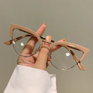 Vintage Glasses Frames New Fashion Semi-metal Rims Ladies Glasses Fashion Brand Design Anti-blue Light Glasses Frames