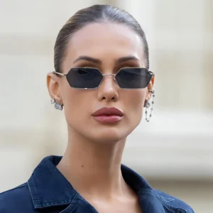 Classic Luxury Metal Custom Logo Sun Glasses Men Women Vintage Small Frame Rectangle Sunglasses